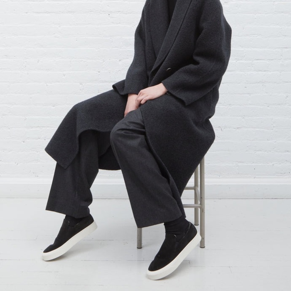 The Row Marie H Slip-On Sneakers Black Suede Ivory Chunky Sole Size 36.5 / 6.5 - Picture 3 of 16